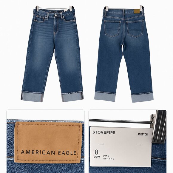 American Eagle Outfitters Denim - American Eagle Stovepipe Stretch High-Rise Jeans – Size 8 Long – NWT